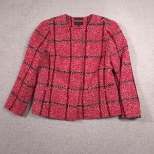 Talbots Red and Black Plaid Blazer Size 14